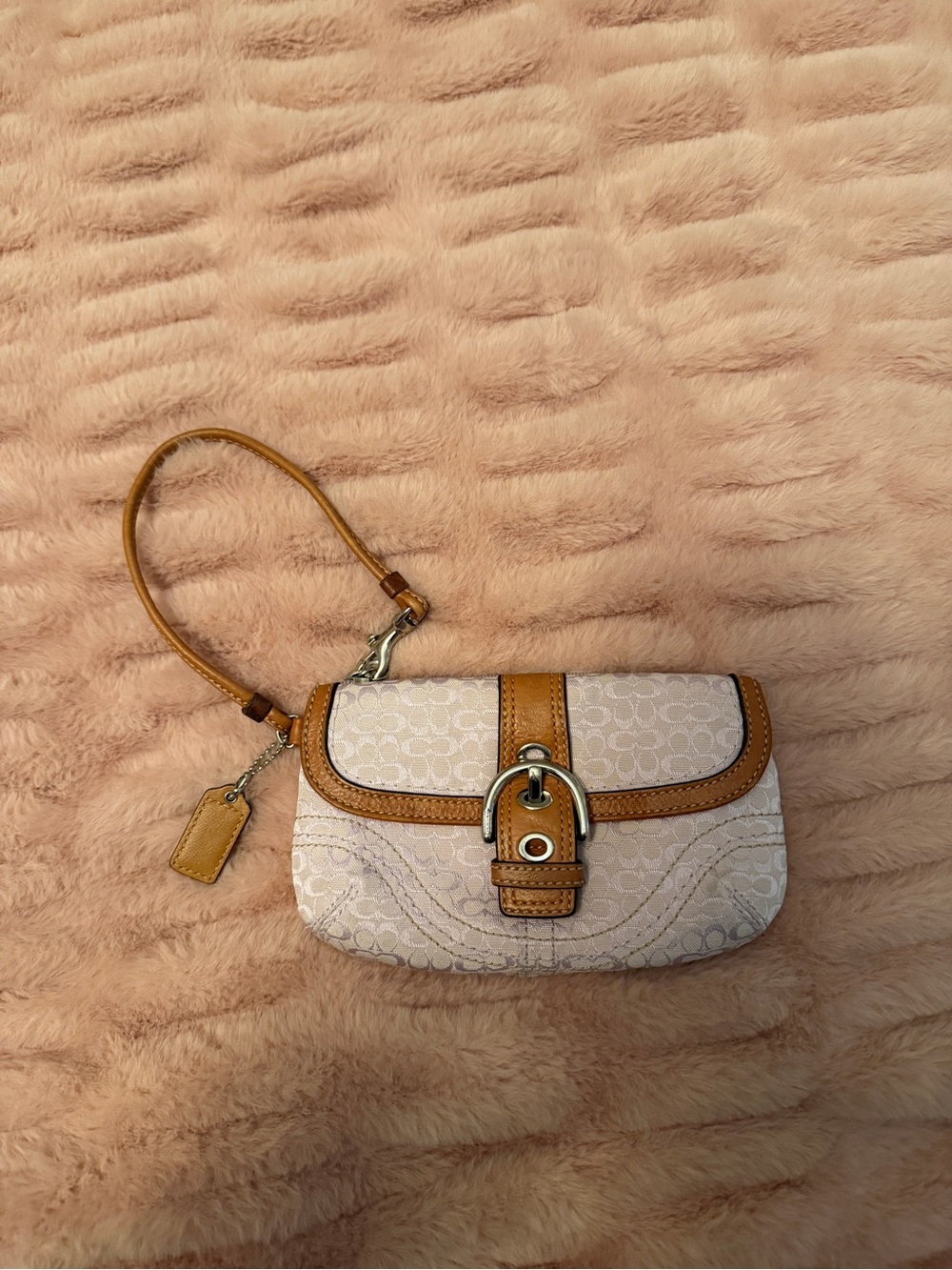 Coach Lavender and Tan Signature Wristlet